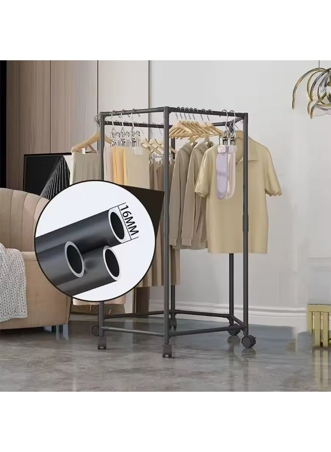 هابي هوم شماعة ملابس دوارة بعجلات 360° – رف ملابس محمول قائم بذاته بهيكل معدني متين 16 ملم بتصميم سداسي – تنظيم فعال وسهل الوصول لجميع الملابس في غرف النوم، الخزائن، والمنازل – تخزين متعدد الاستخدامات للمحلات والمنزل - Image 3